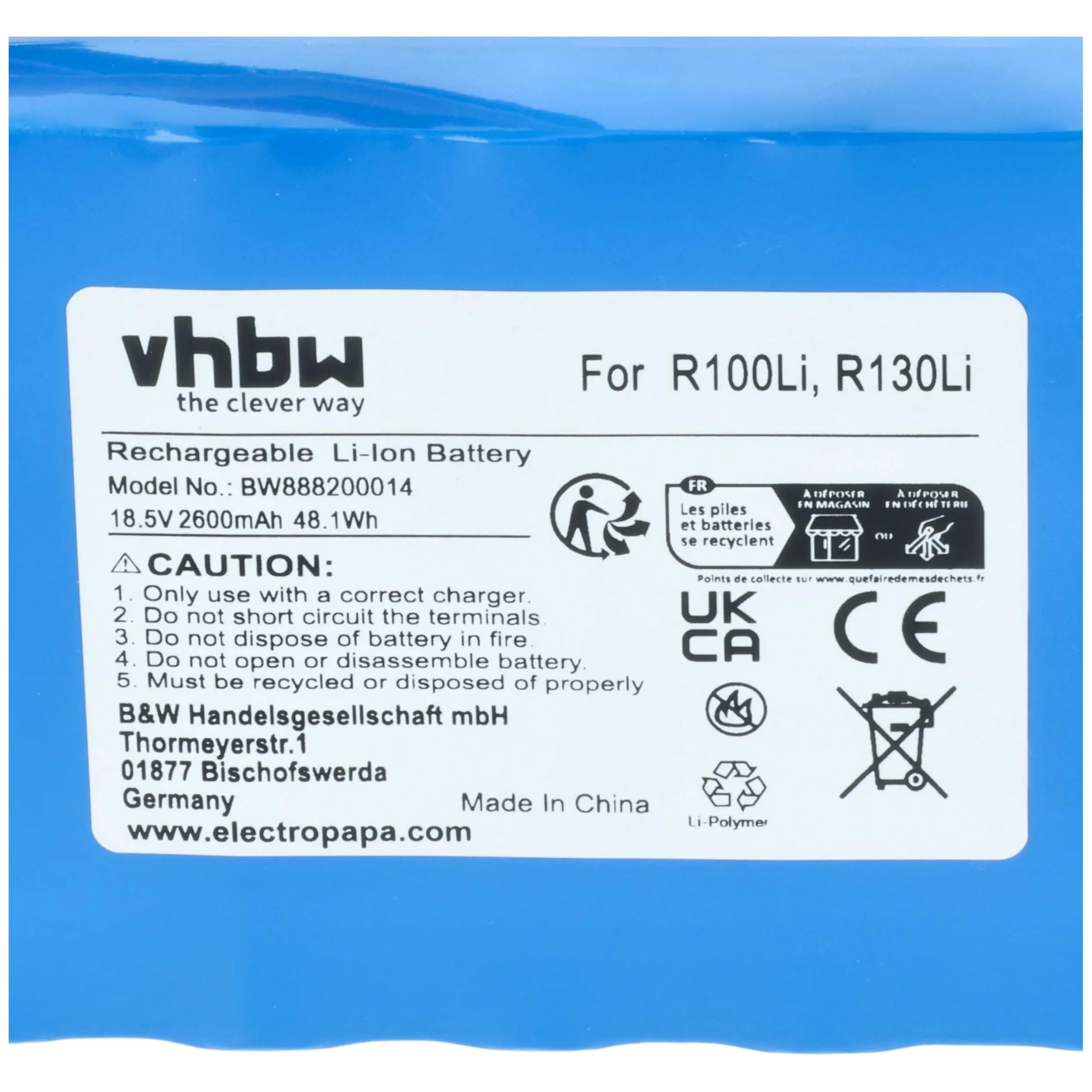 vhbw 1x Fuente alimentación, 1x bateria 2600 mAh, 1x Cable Baja tensión de 10 m Compatible con Flymo EasiLife 500 (2002), 800 (2002) cortacésped