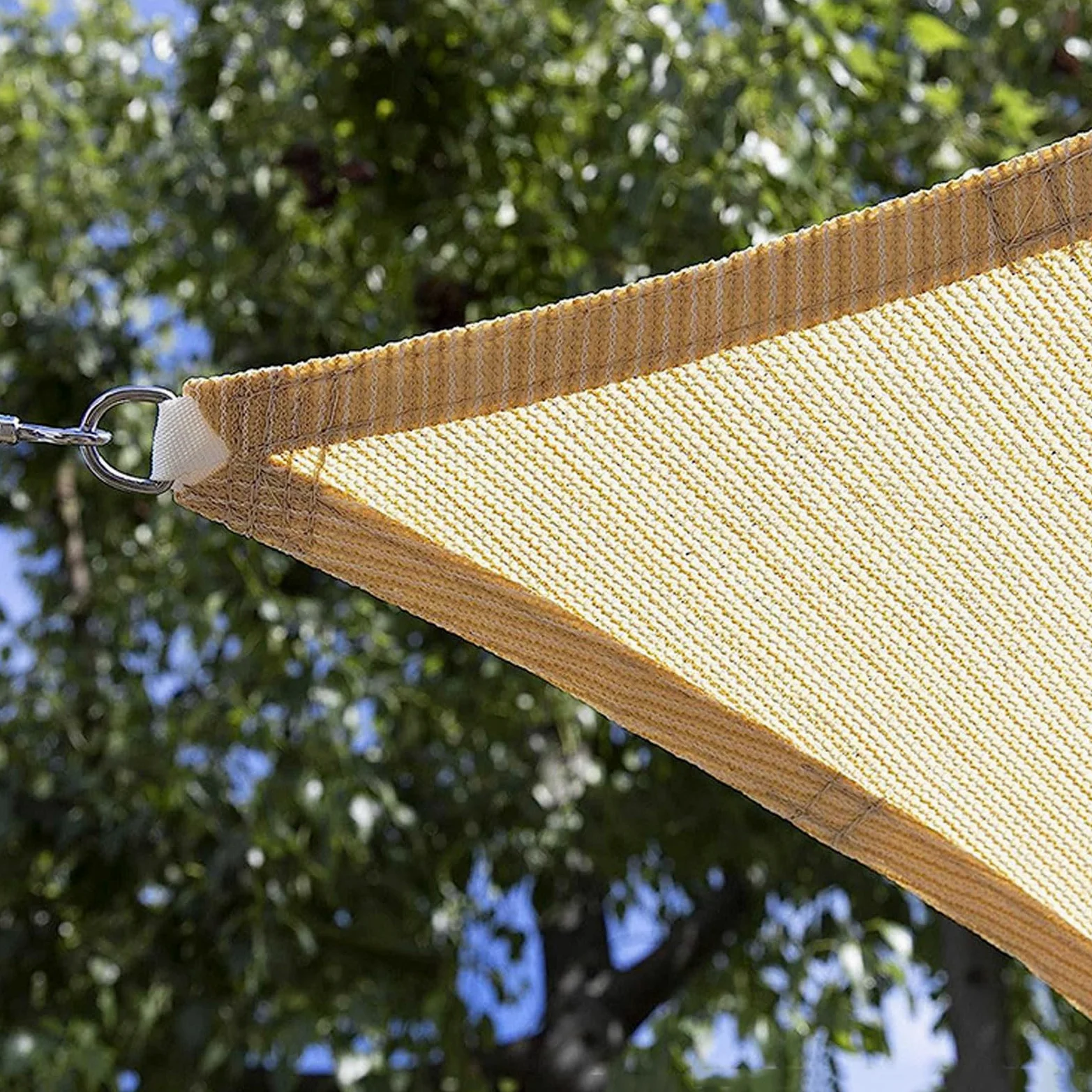 Toldo triangular para toldo, bordes curvados permeables al agua y al aire, anillos en D de acero inoxidable, bloquean la luz solar para patio, cochera, jardín, balcón (3 x 3 x 4 pies)