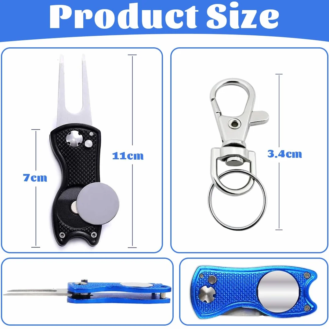Herramienta Multifunción para Golf, 4 piezas, Arreglapiques Plegable, Acero Inoxidable