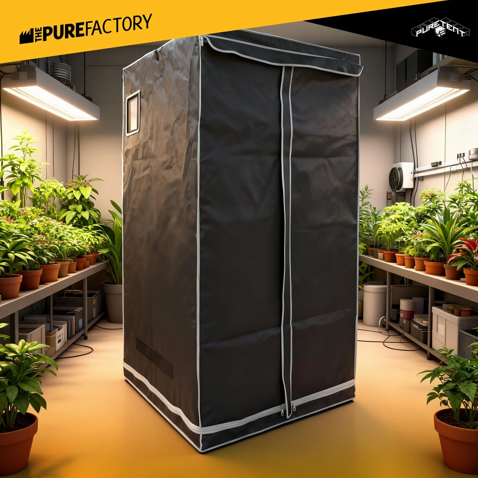Armario de Cultivo Medio | Pure Tent Vers 2.0 | 80X80X180 cm | Ideal para Cultivo Interior de Plantas | Control de Luz Efectivo | Lona Impermeable | Estructura de Ventilación