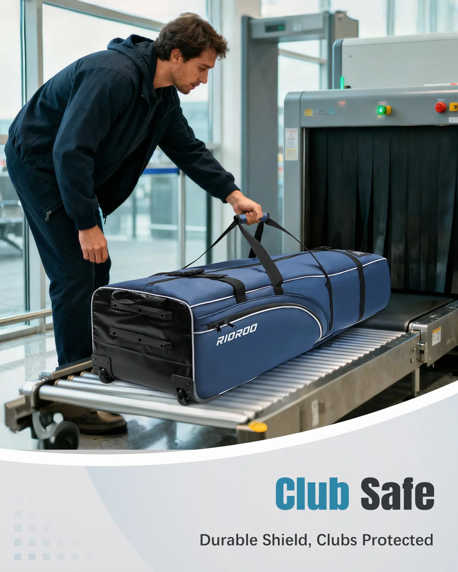Bolsa de Viaje de Golf con Ruedas Impermeable Oxford Resistente al Desgaste Estuche Acolchado Duradero