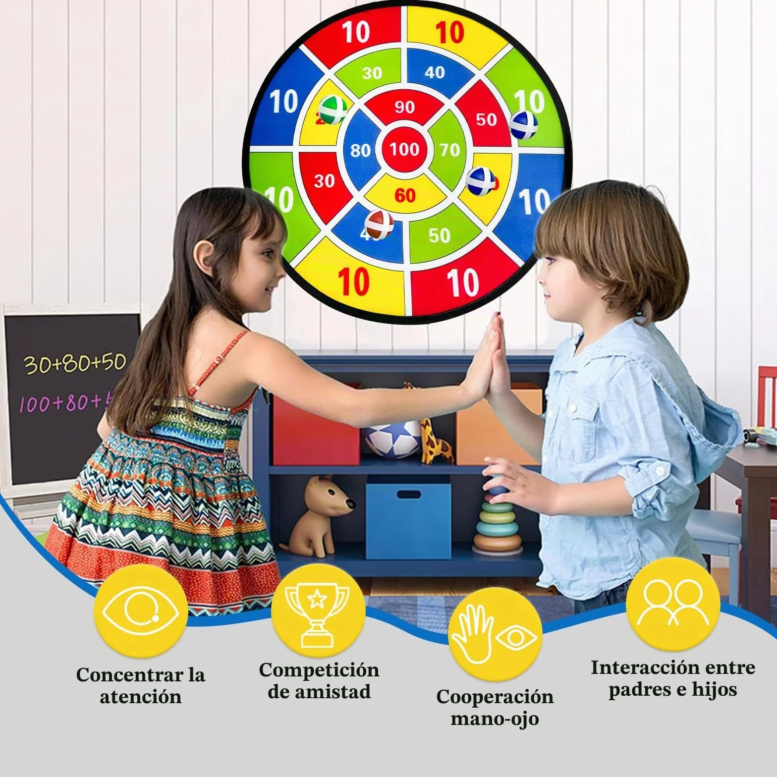 Tablero de Dardos Diana 66cm para Niños, Juego de Dardos Unilateral, Regalo Deportivo Interior Exterior 3-12 Años