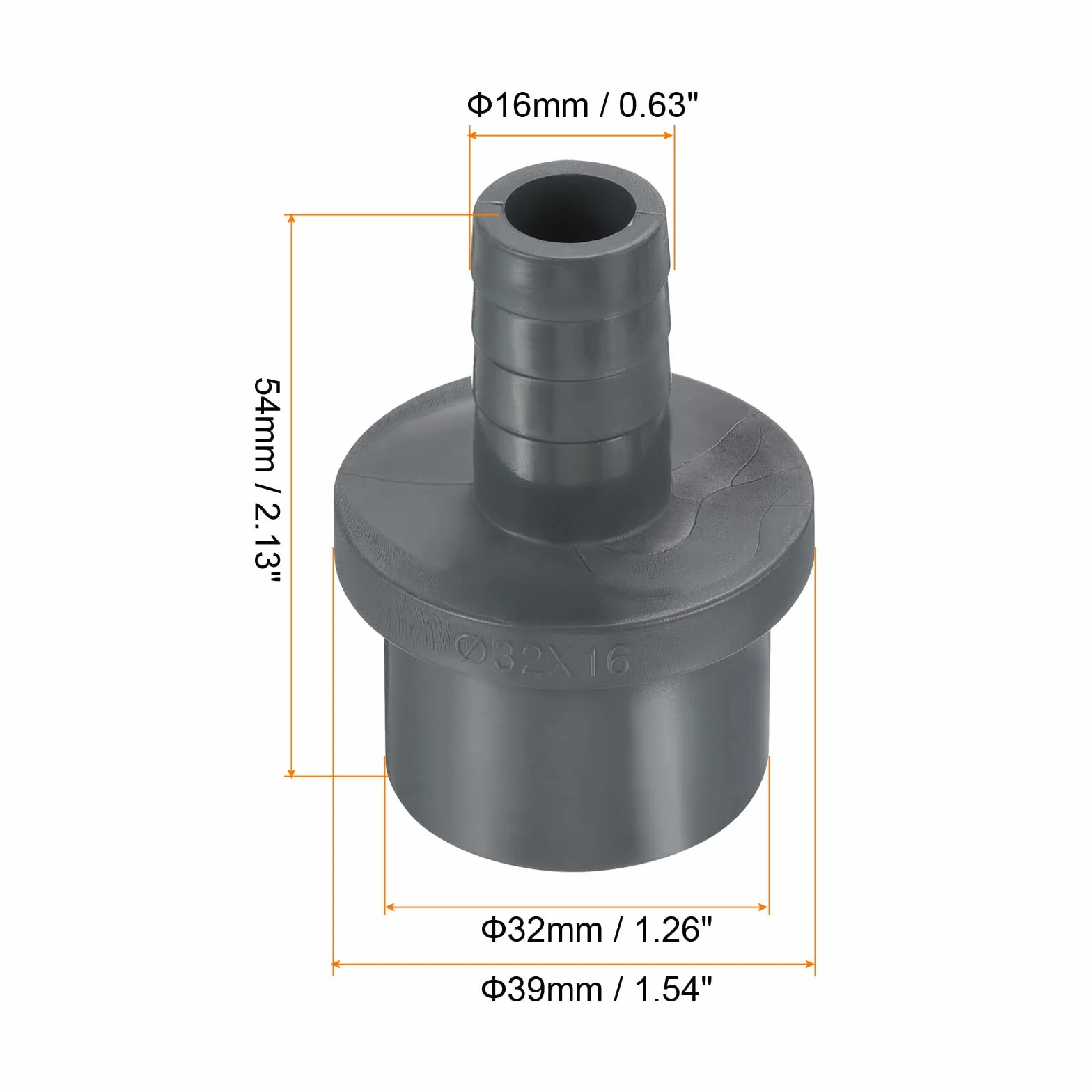 PATIKIL UPVC Reductor Tubo Montaje 32mm OD 16mm Púas, 3 Paquetes Rectos Acoplamientos Adaptador Conector, Gris