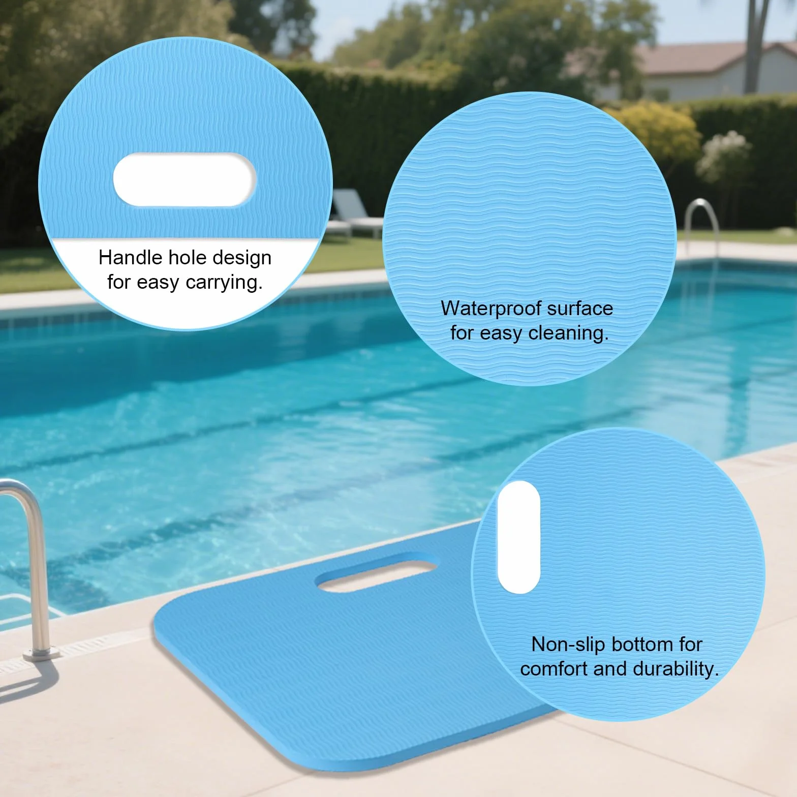 BOXOB 3uds Tapetes Sentarse Junto Piscina, 40x30x1cm Portátil Almohadilla Sentarse Playa Antideslizante Impermeable Cojines Asiento Regalo para Piscina Camping Viajes Descansar Aire Libre (Azul)