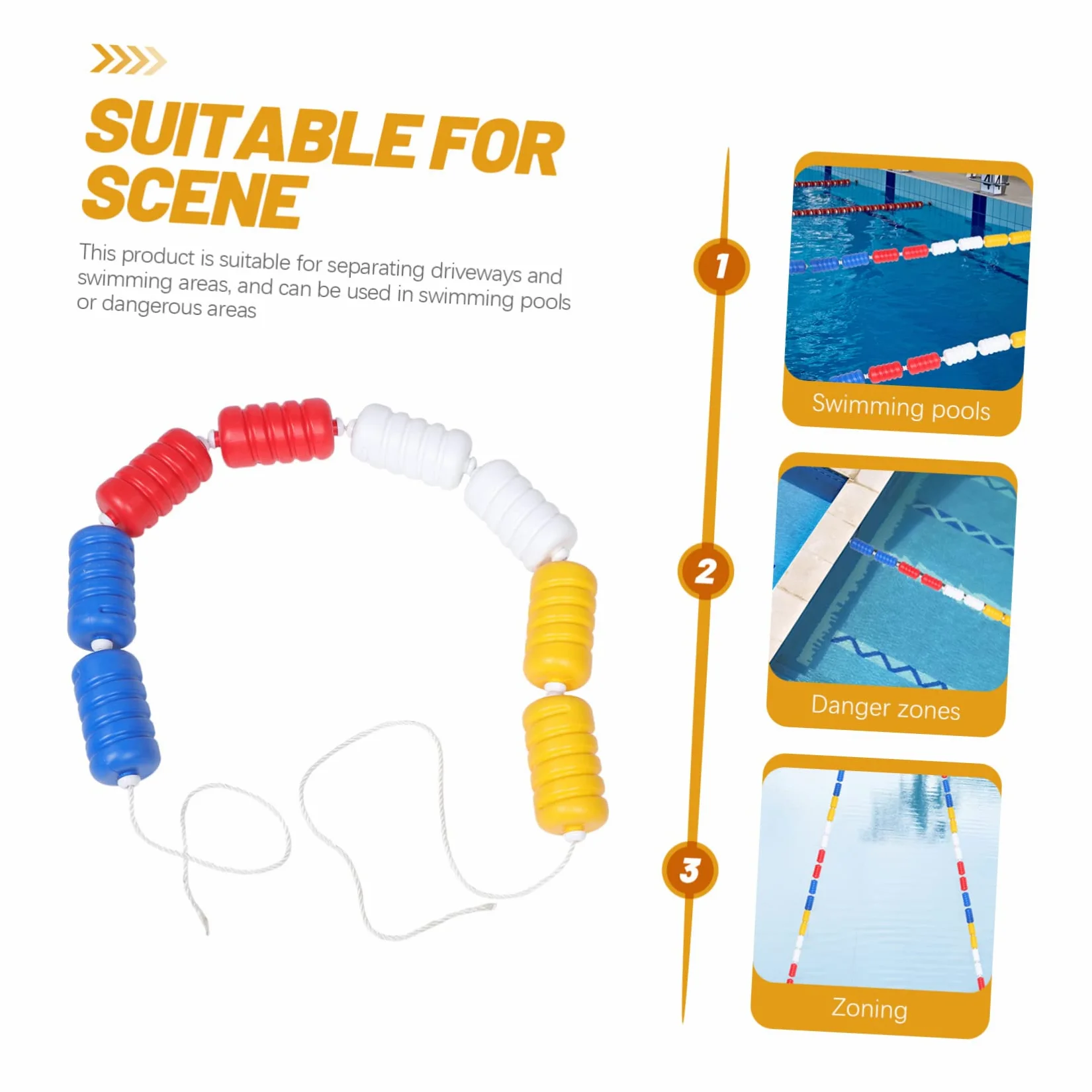 Línea Flotante para Piscina con Flotadores de Plástico Hexagonal y Espiral