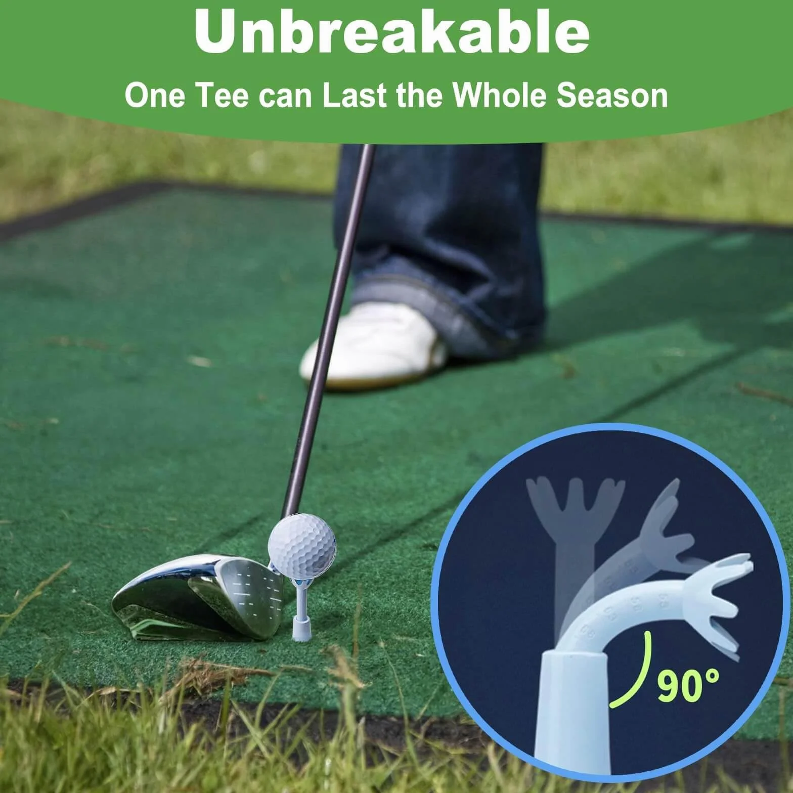 Juego de 3 tees de golf ajustables de goma para esteras, Driving Range y Golf Simulator