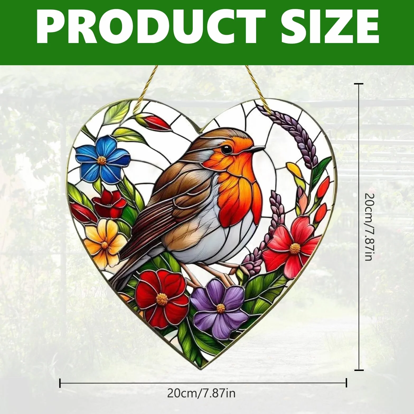 Atrapasoles para Ventana Petirrojos, Acrílico Suncatchers de Colores Colgante, Adorno de Jardín de Petirrojos para Ventanas, Patios, Paredes, Hogar y Jardín