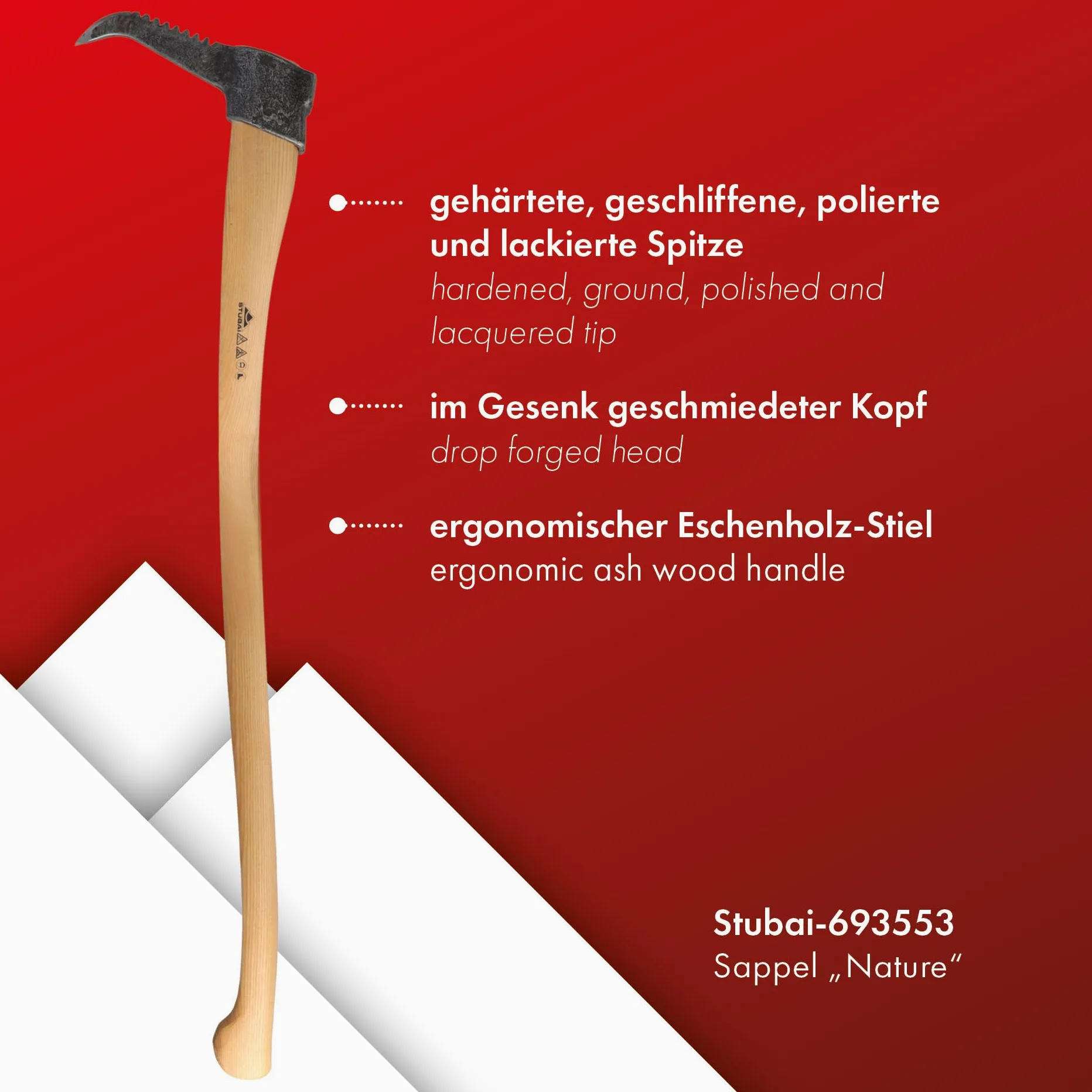 Stubai 693553 - Pico forestal, natural, con mango, 1100 g