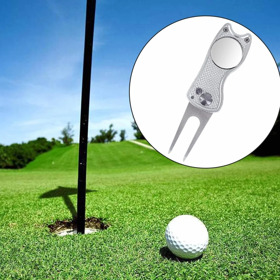 Herramienta de reparación de Palas de Golf de Acero Inoxidable con botón desplegable Plegable