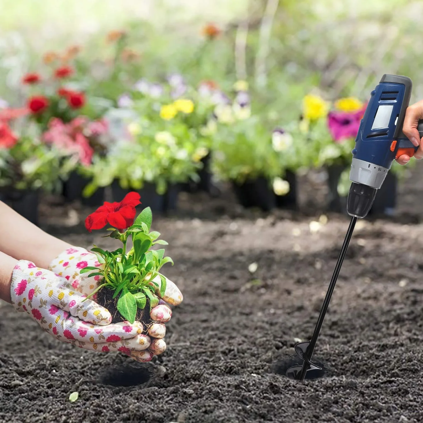 Jardín Espiral Broca, Excavadora de Taladro para Ahoyadora, Cultivador de Suelo Broca, Agujero Herramientas de Mano para Flor Plantar Bulbos De Cama Plántulas (Dia-4.6cm, L-37cm)