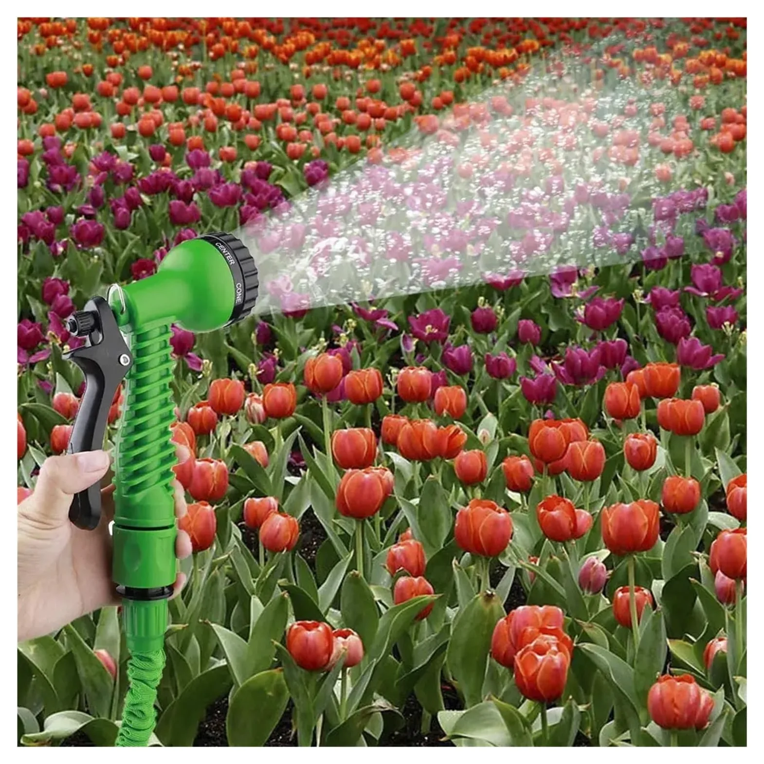 Manguera de jardín ligera extensible Manguera de riego de jardinería, riego telescópico, pulverizador multifuncional, pistola de agua de alta presión(Blauw,53m(175ft))