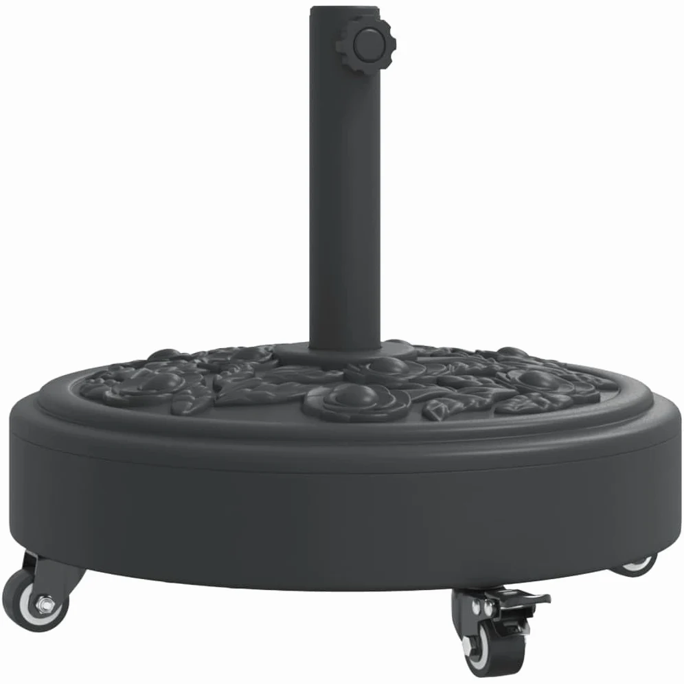 Soporte para sombrilla con diseño de flores, 9 kg, bandeja de plástico para postes de 38 mm de diámetro y 48 mm de diámetro, con 2 adaptadores, base estable con botón de sujeción para un