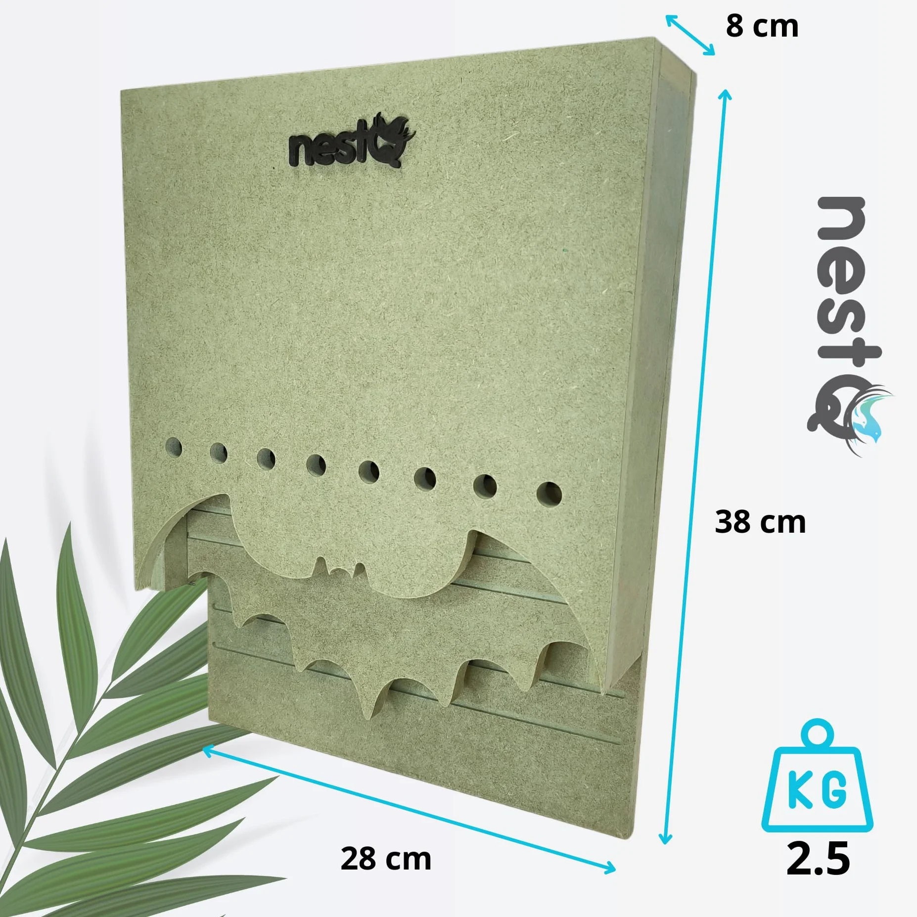 Nido De Murciélagos para Exterior - Casa Grande De Madera con 2 Cámaras - Diseño Especial para Atraer Murciélagos - Fácil Instalación con 2 Ganchos - Separador Extraíble con Orificios De Comunicación