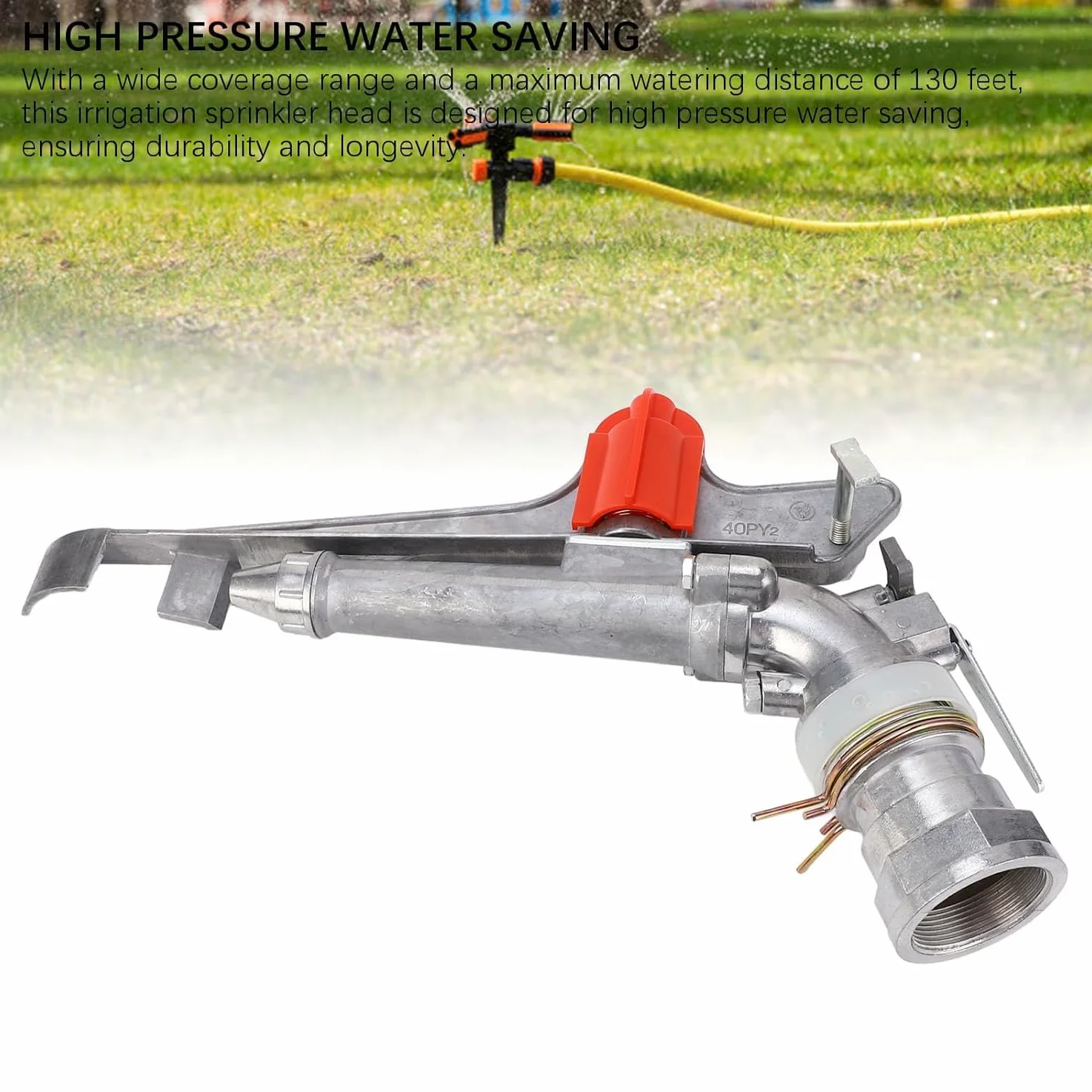 Pistola de riego – Aspersor ajustable de 360 grados para riego de áreas grandes con radio de 26 a 36 metros para granjas, huertos y jardines