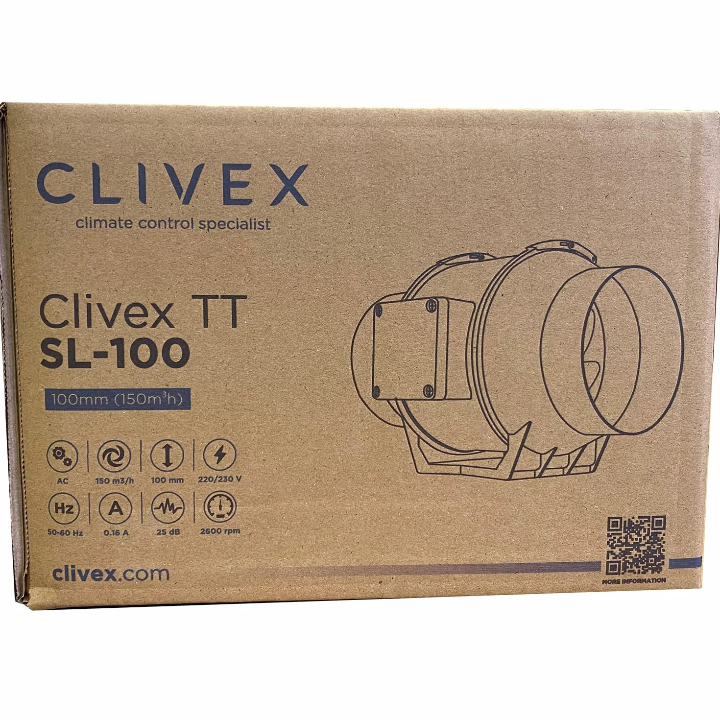 Clivex TT Extractor en línea en Diferentes tamaños. Motor eficiente (ø150mm (420m³h))