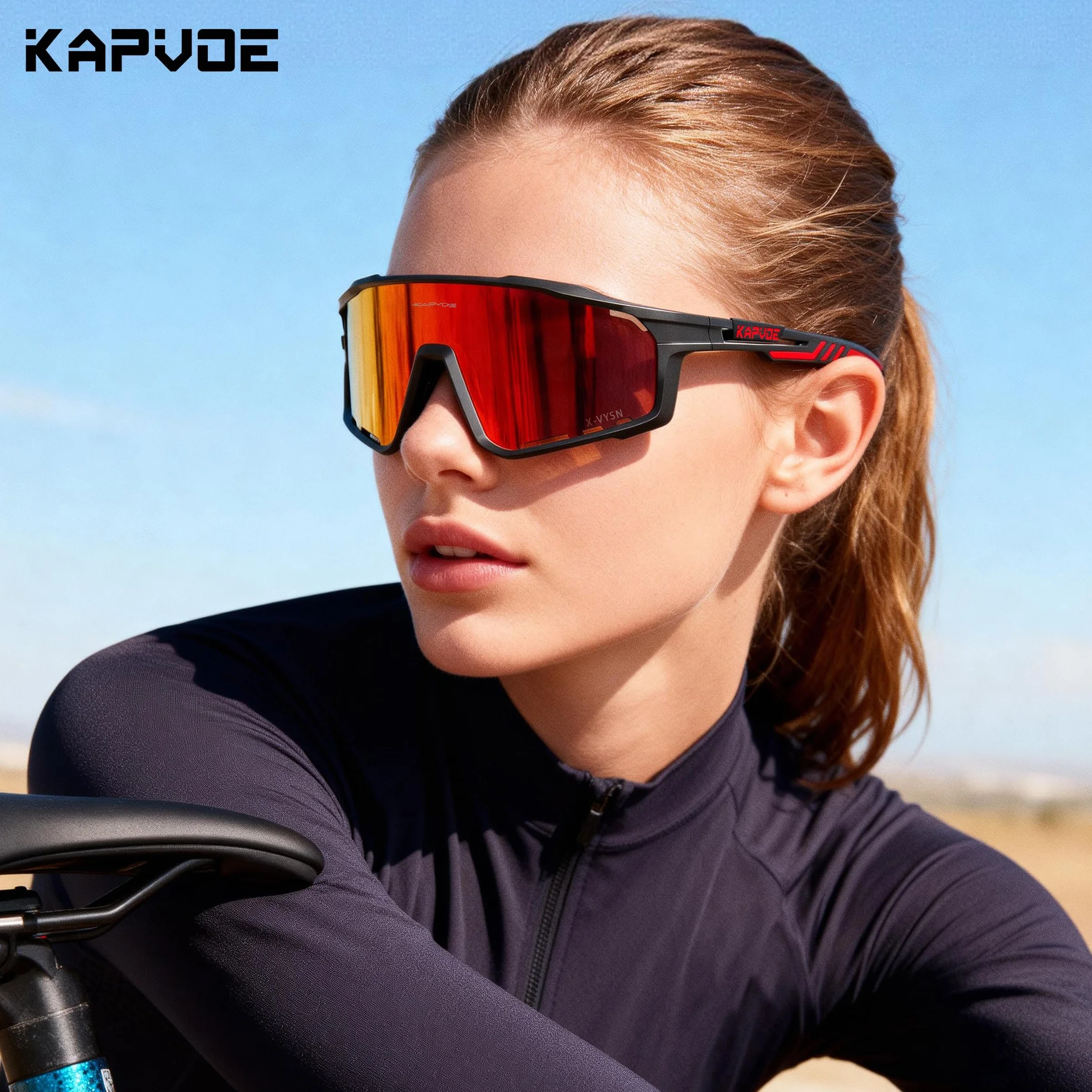 KAPVOE Gafas de Ciclismo Polarizadas Hombre Mujer MTB Bicicleta Montaña con 3 Lentes K76-3L