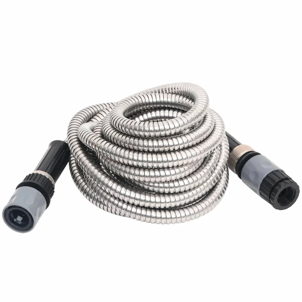vidaXL Manguera jardín y pulverizador Acero Inoxidable Plata 14mm 30 m