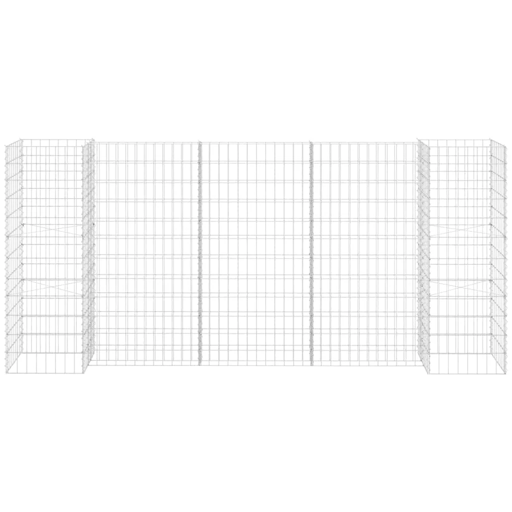 Macetero para gaviones de 260 x 40 x 120 cm, cesta de alambre de acero estable para bancal elevado y parterre, rejilla de malla soldada inoxidable, fácil de montar