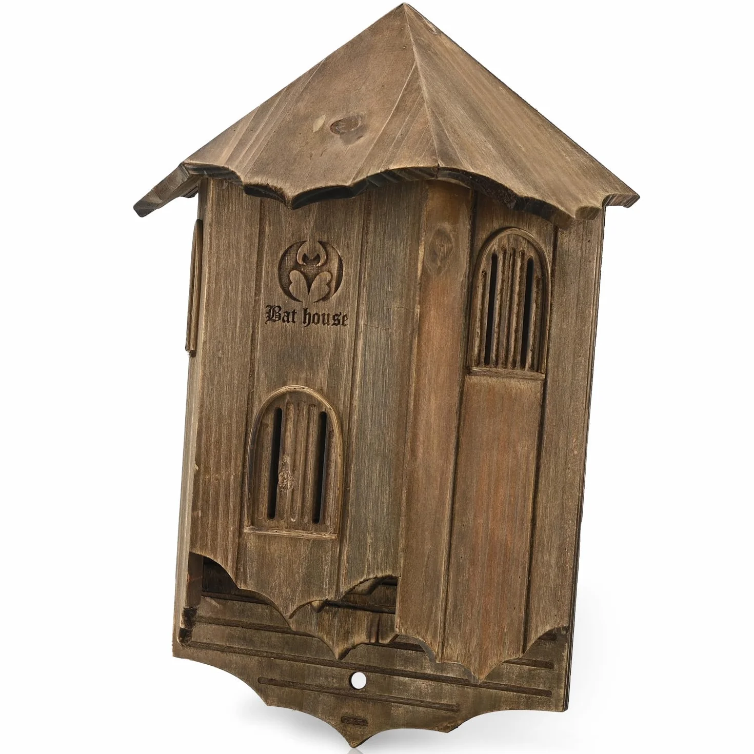 VIREESR Casas de madera para murciélagos de castillo para exteriores, cajas de murciélagos para exteriores, caja grande de tres cámaras perfectamente diseñada para atraer murciélagos, duraderas y