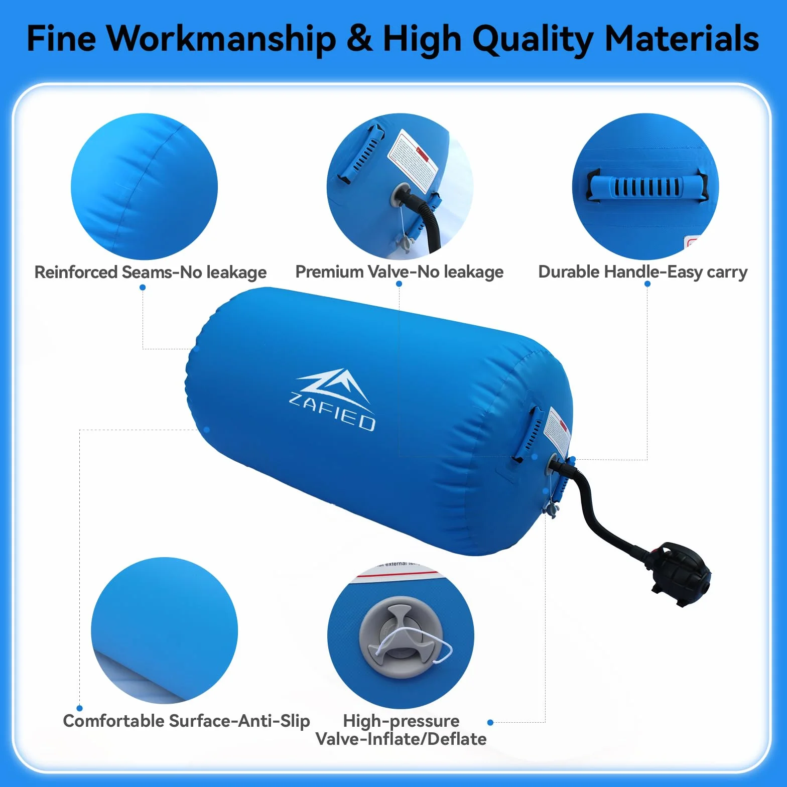 Rodillo de aire inflable para yoga y gimnasia con bomba