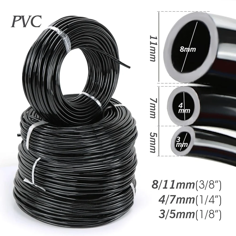 Tubo de riego por Goteo, Tubo de riego por microgoteo, Manguera de jardín de PVC, 1/8 Pulgadas, 1/4 Pulgadas, 3/8 Pulgadas, 5-100m(80m,1/4'' (innner Dia.4mm))
