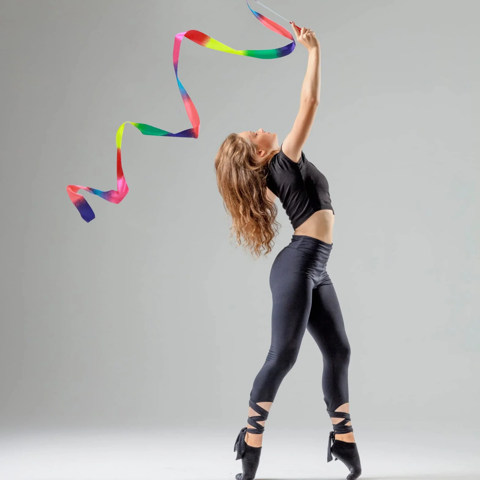 Rhythmic Dance Ribbons 78.7 Inch Gymnastics Ribbon Dancer Wand Dancing Streamers for Kids Artistic Gymnastics