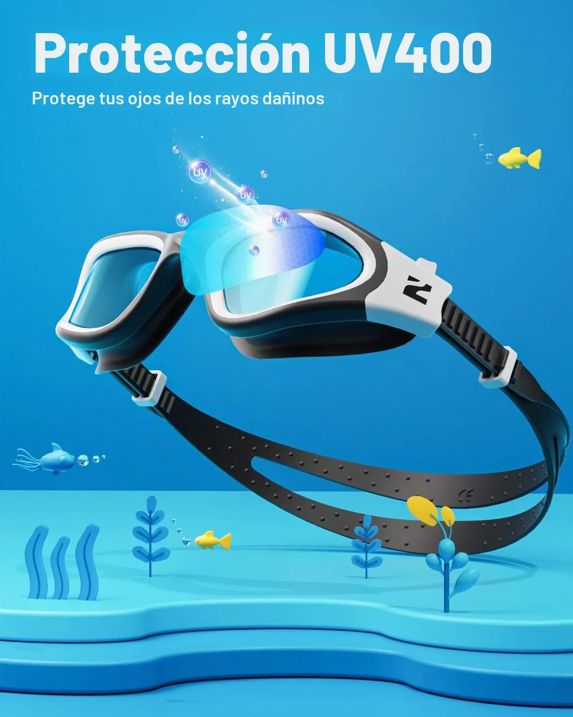 ZIONOR G1MINI Gafas de natación polarizadas para niños Antiniebla Protección UV 3-14 años