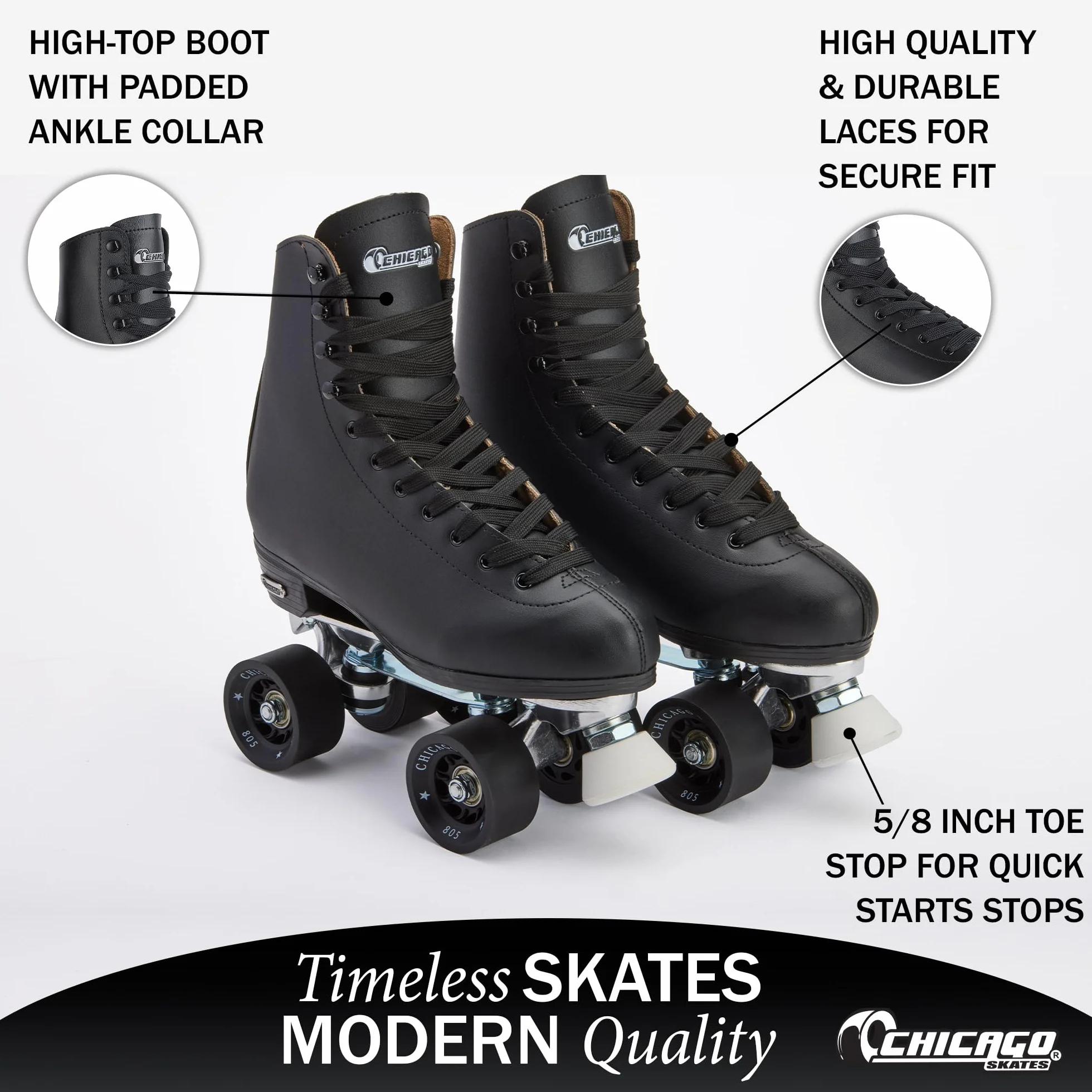 Chicago Skates Patines de Ruedas con Forro de Cuero para Hombre