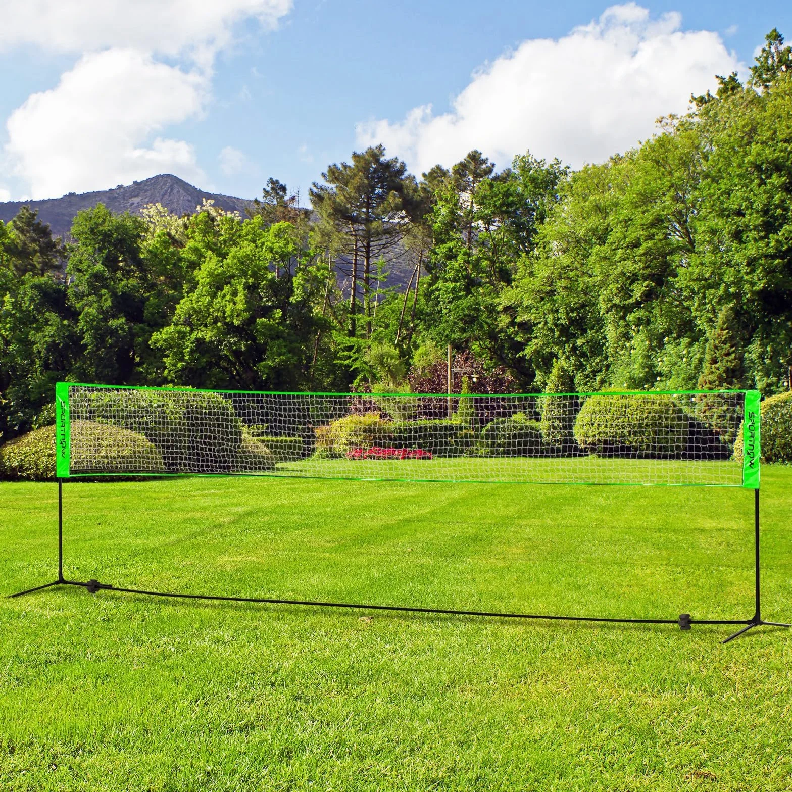 SPORTNOW Set de Bádminton 7 Piezas con 2 Raquetas, 3 Volantes, 2 Raquetas de Pickleball, 2 Pelotas y Red Negro y Verde