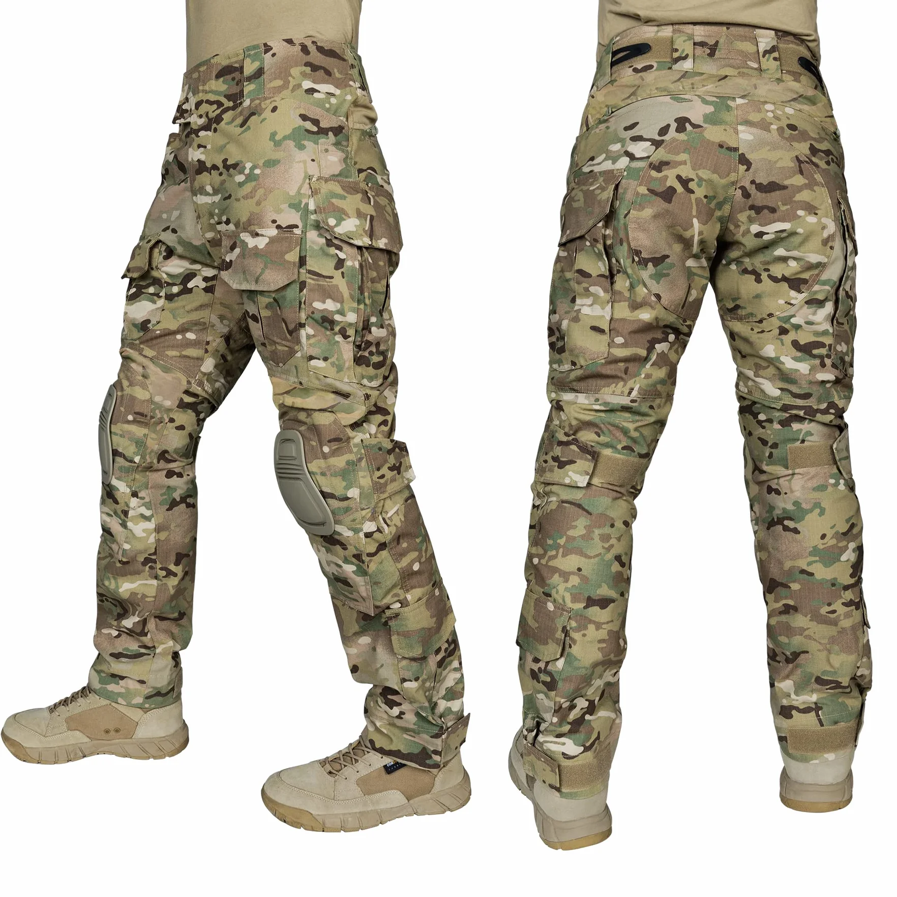 IDOGEAR Pantalones de Combate G3 Multicam con Rodilleras Tácticos Multibolsillos Ajustador Gancho