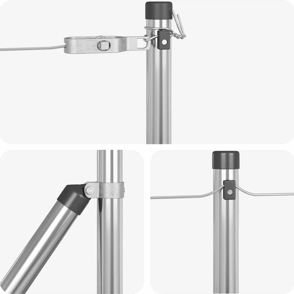 Poste Valla enterrada 52 piezas plata | Acero galvanizado con recubrimiento en polvo, diseño moderno, ideal para jardín o terraza