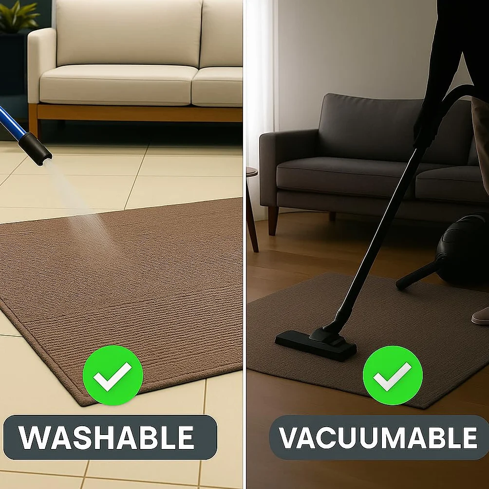 HAMID Alfombra Nansa Interior/Exterior Pet Reciclado – Lavable y Resistente al Agua – Ecológica y Sostenible – Ideal para Terraza, Jardín o Salón (110x60cm, Marrón)
