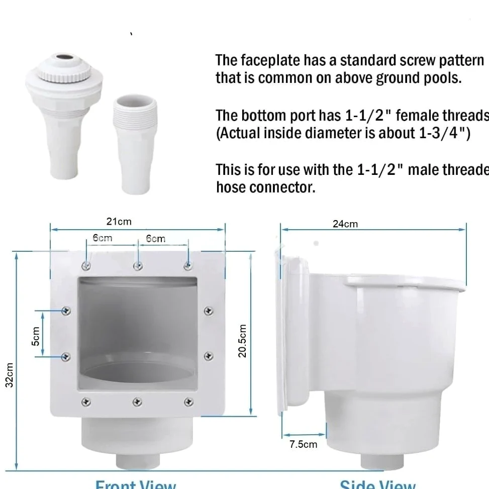 ZYNCUE Sp1091Lx - Kit de skimmer para piscina sobre el suelo, apertura de 6 pulgadas, color blanco, para juego de repuesto de plástico con placa frontal, instalación de cesta de vertedero compatible