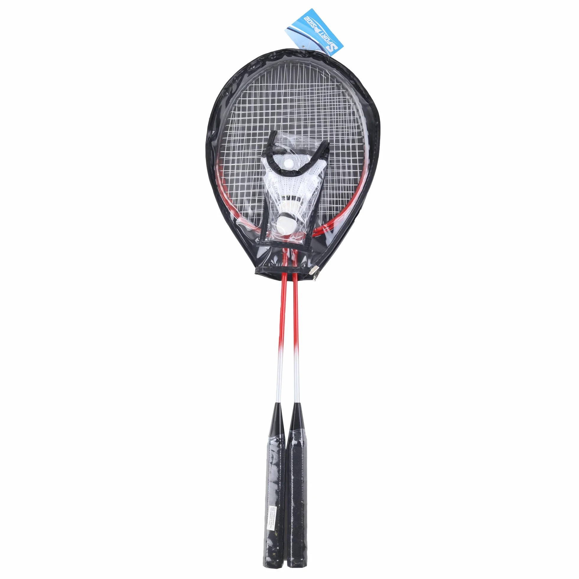 Set de Badminton 2 Raquetas y 2 Volantes - Juego de Raqueta - Nylon - 66 cm - Rojo