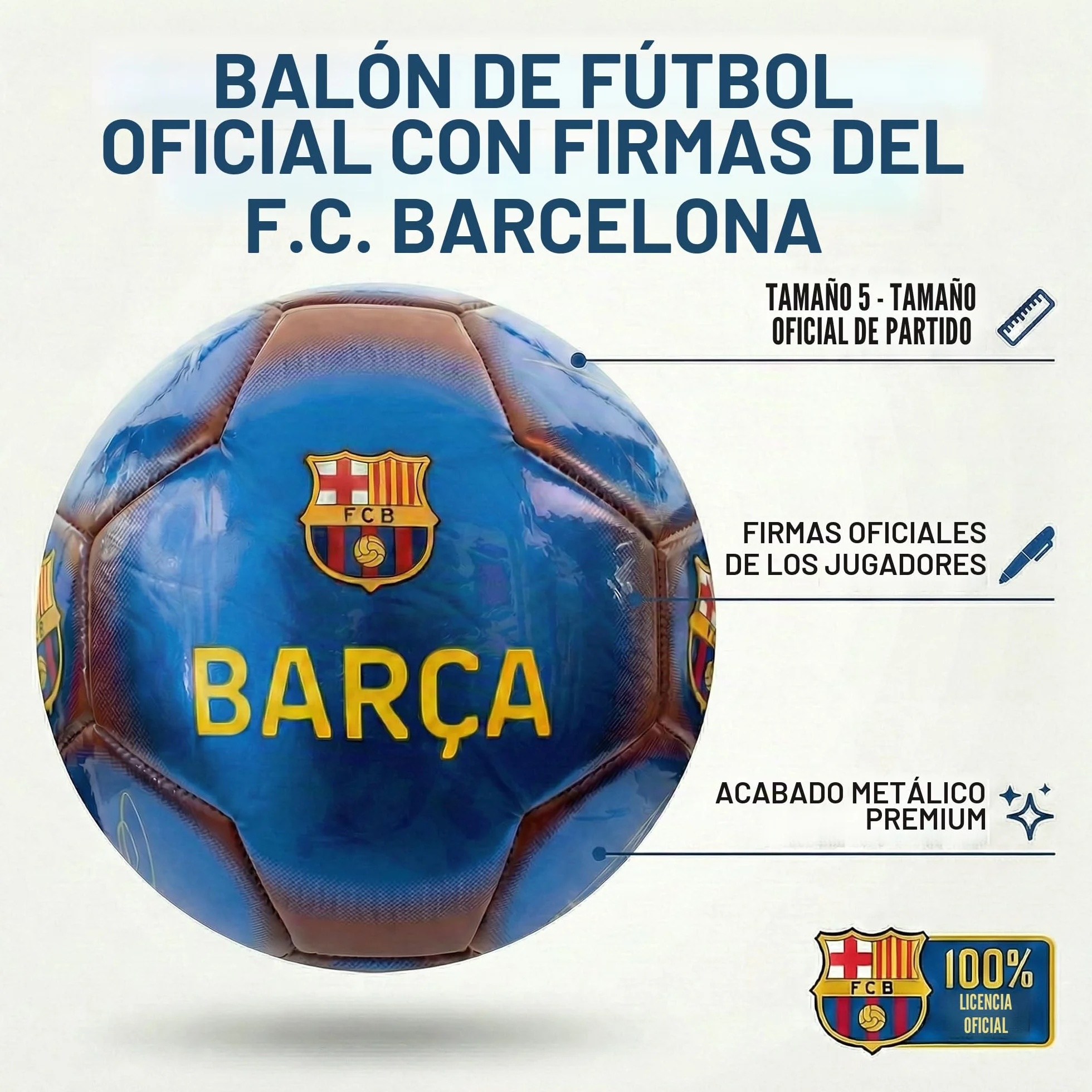 Hy-Pro Balón de fútbol clásico Talla 5 Oficial Metálico Entrenamiento Partido