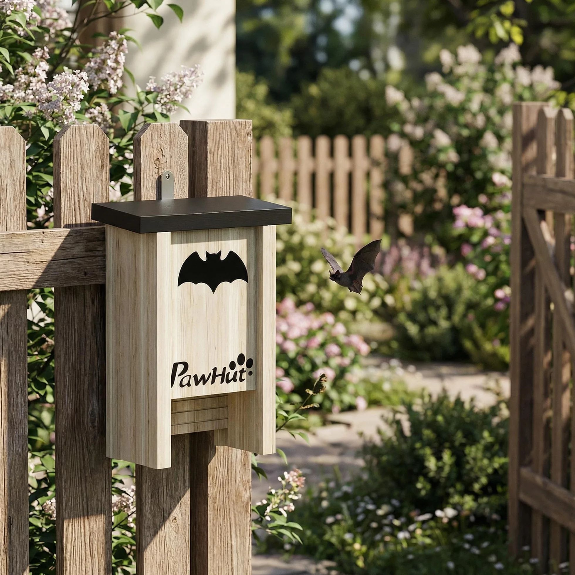 PawHut Pack de 3 Casas para Murciélagos de Madera Maciza, Cajas para Murciélagos, Resistente a la Intemperie, para Exterior, Jardín, Huerto o Granja, con Plataforma de Aterrizaje, Fácil de Colgar