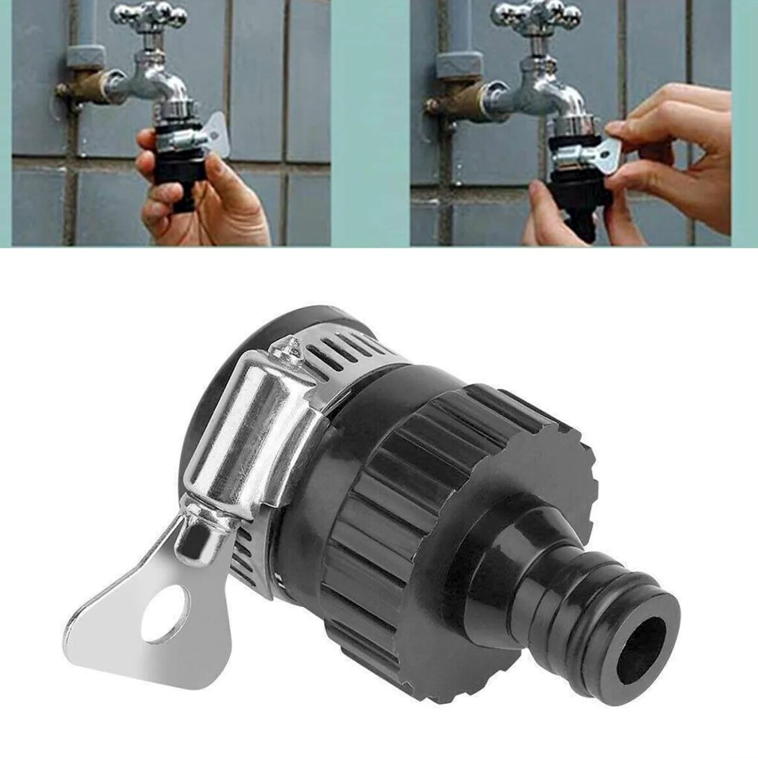 Adaptador de conector de grifo de jardín, para grifos mezcladores de cocina de interior de acero inoxidable y plástico a manguera de jardín de entre 18 y 24 mm