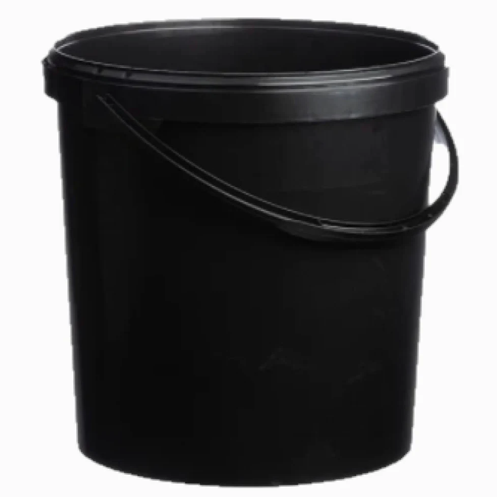 Cubos de plástico negro con tapas y mango de plástico, 10 x 20 litros, cubo resistente al uso
