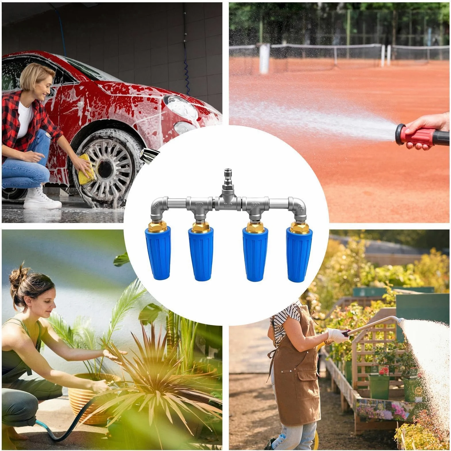 Boquilla de alta presión para manguera Acero Inoxidable Arandela Agua | Tobera con alta presión para manguera de jardín Limpieza Casera, Riego, Patio, Balcón y