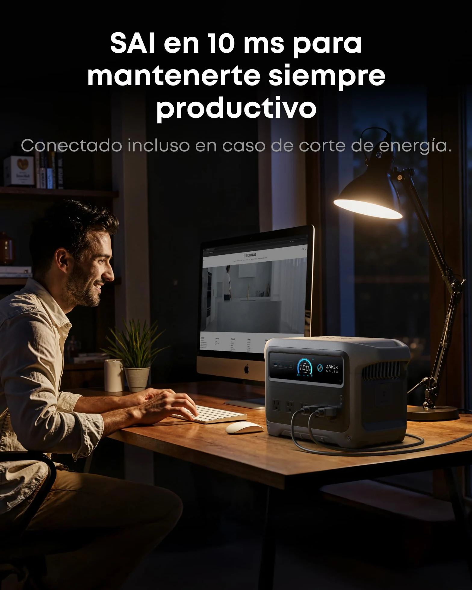 Estación de energía portátil Anker SOLIX C1000 Gen 2, generador solar de 2 000 W (pico 3 000 W), carga completa en 49 minutos, batería LiFePO4 de 1 024 Wh para respaldo doméstico, cortes de energía y