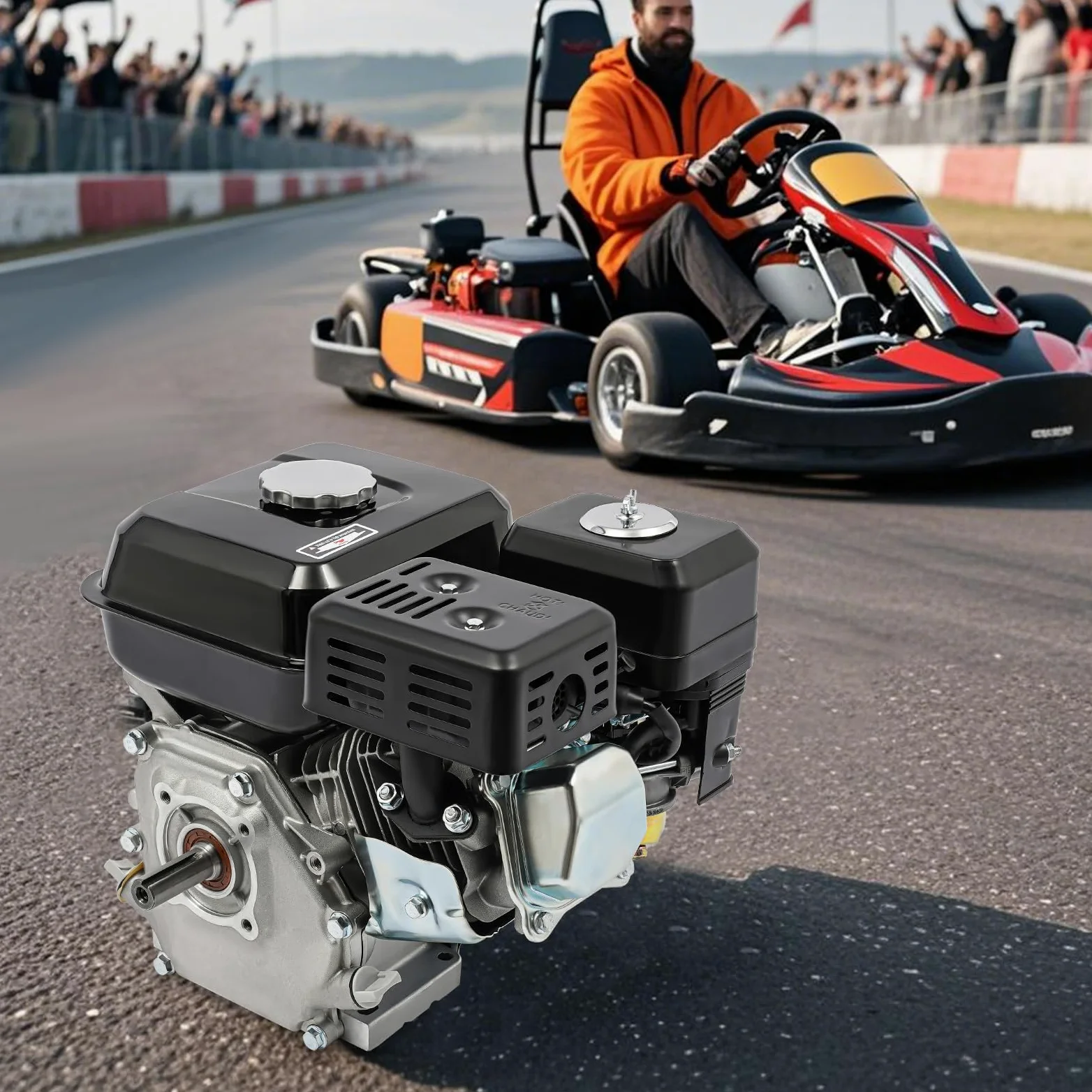 Motor de gasolina de 7,5 CV, 4 tiempos, un solo cilindro, motor de kart, motor fijo, 3600 rpm, refrigerado por aire para bombas de agua, kart, hidrolavadora y leñadora