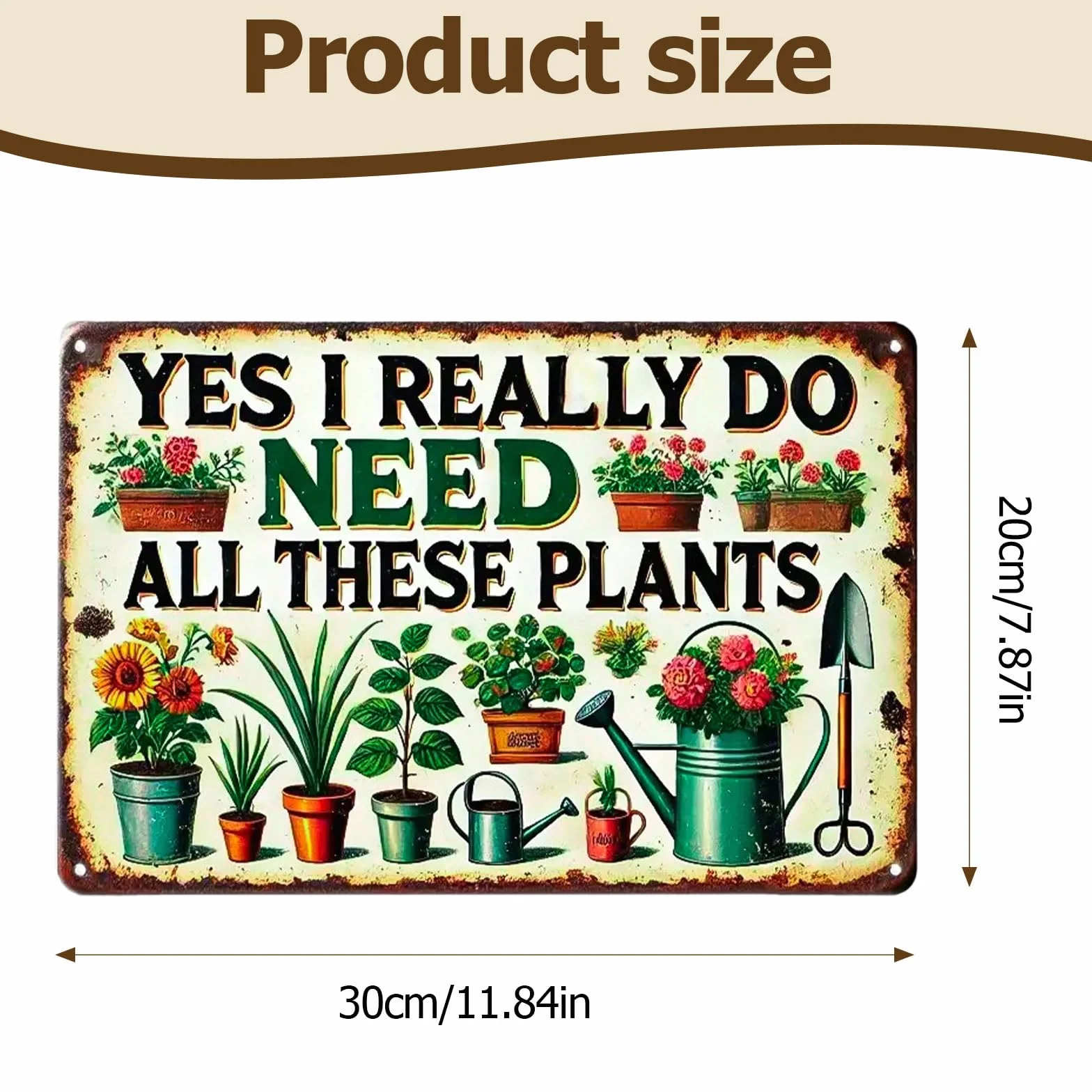 Letrero Metálico para Jardín, Letrero Vintage de Hojalata, Creativo y único, Decoración Artística para Pared, Adecuado para Restaurantes, Cafeterías y Bares (30 × 20 cm)