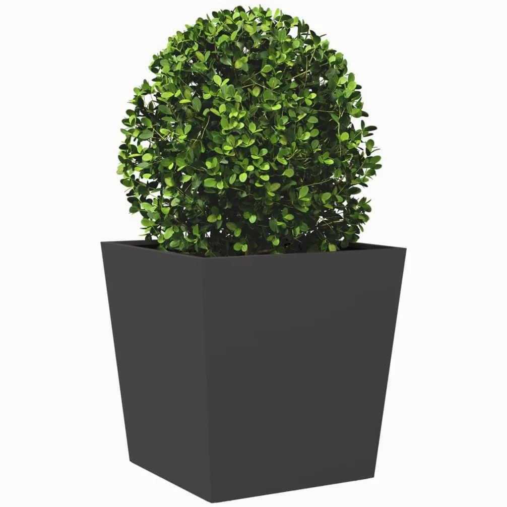 IKAYAA 2 Unidades Macetero Alto 50 x 50 x 50 cm Diseño Moderno para Plantas de Interior y Exterior, Maceta Grande de Acero, Jardinera Alta Acero/Negro