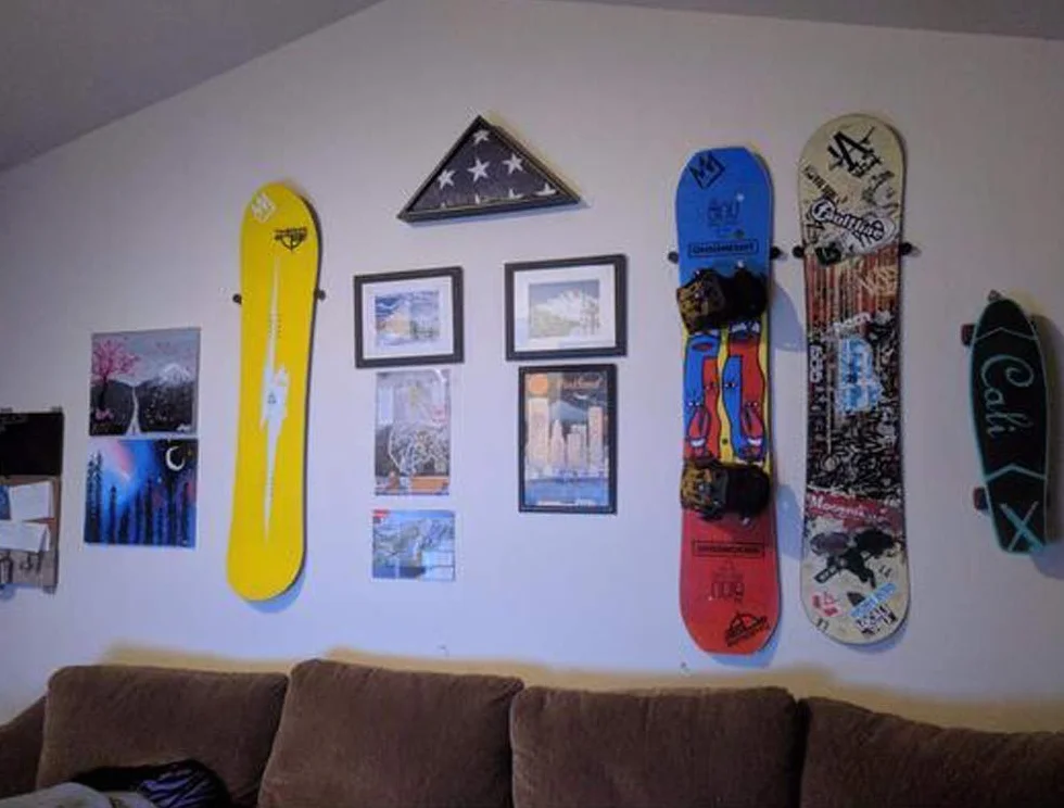 Soporte de pared para tabla de snowboard, almacenamiento para 5 tablas, diseño invisible