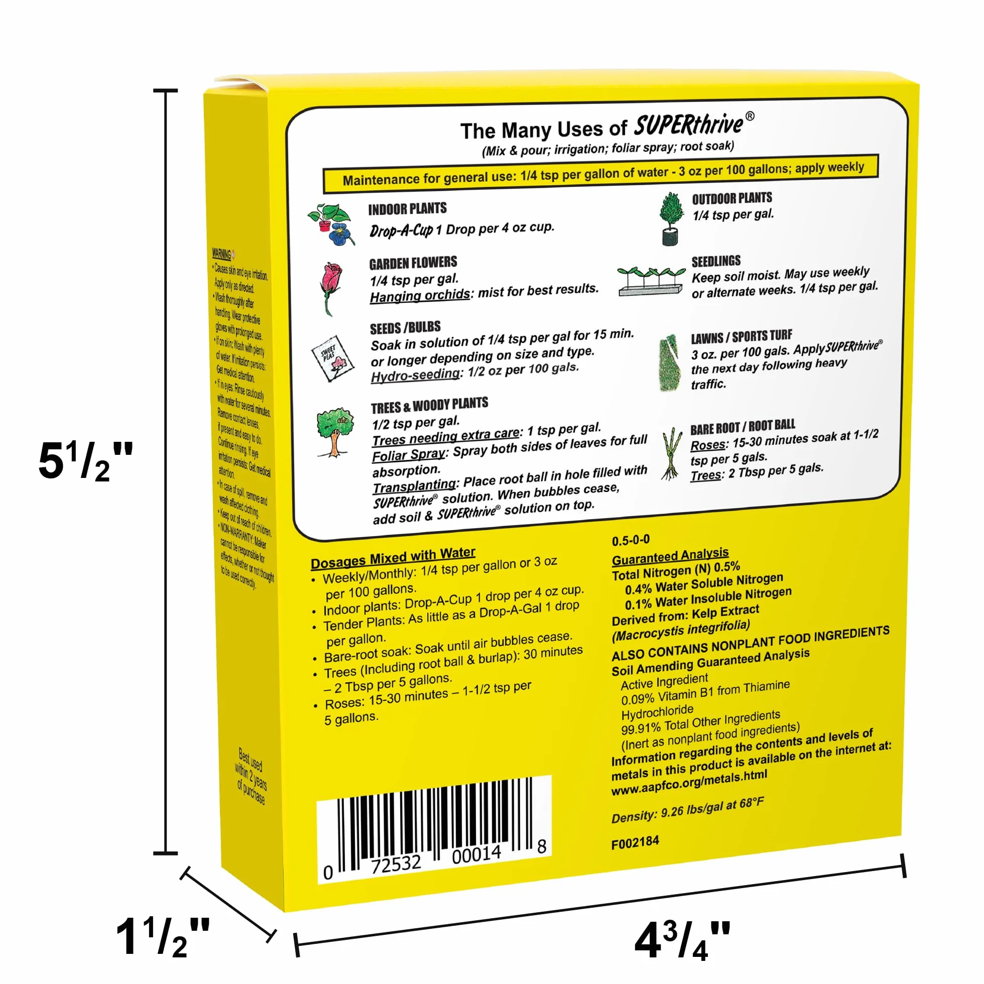 Superthrive VI30148 - Solución de vitaminas y hormonas para Plantas, 120 ml