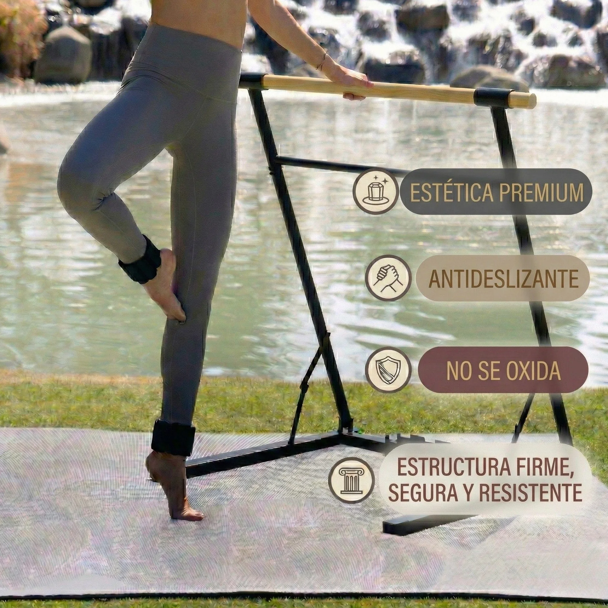 Barra de Ballet Plegable Altura Ajustable Estable Rack para Pesas Ejercicio en Casa