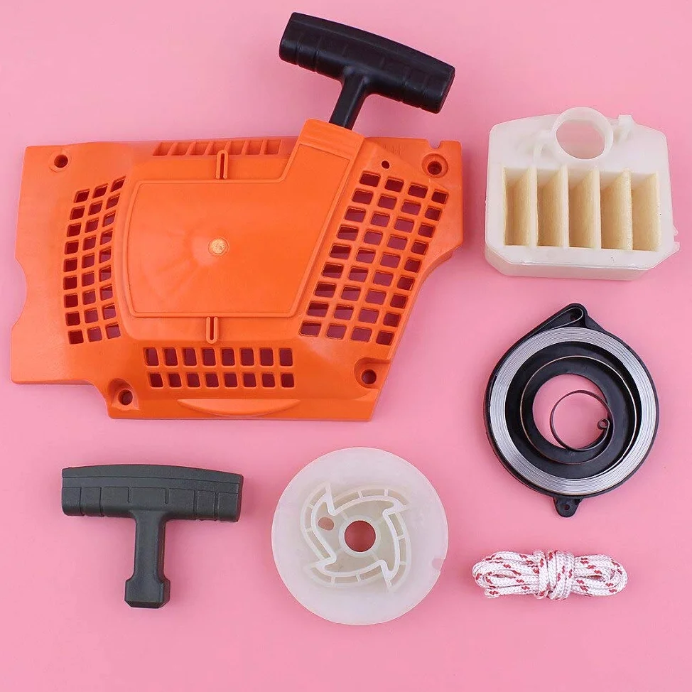 Kit de cuerda de filtro de aire de agarre de resorte de polea de arranque de retroceso compatible con motosierra Husqvarna 340 345 350 351 353 346XP 537104702 (Color : China)