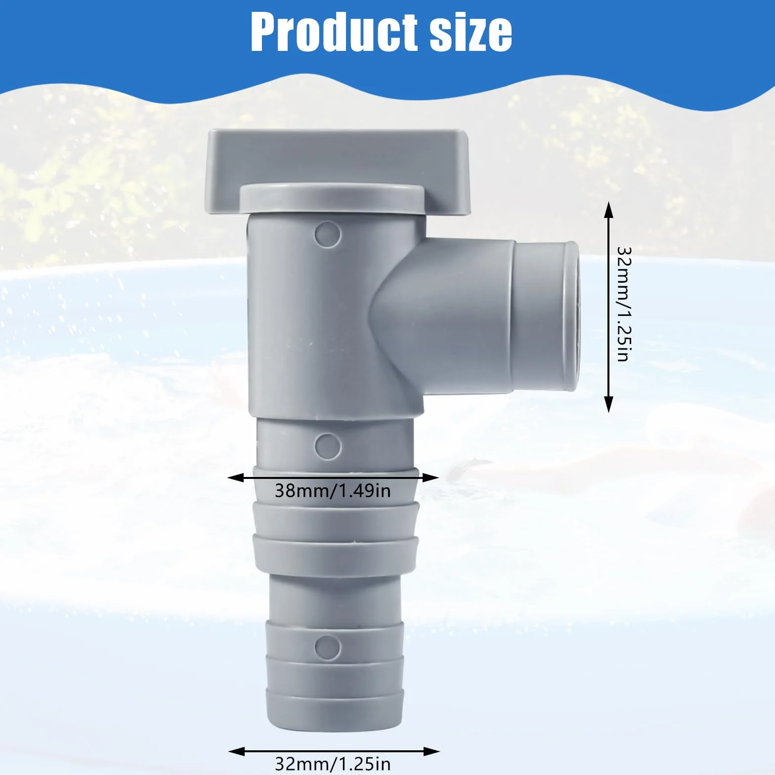 Forhome 2 Válvula de Cierre para Piscinas,Conexión de Manguera de 32 mm, Adaptador Manguera Piscina,Adaptador de Manguera de Piscina, Juego de conexión de Accesorios de Piscina de 32 mm