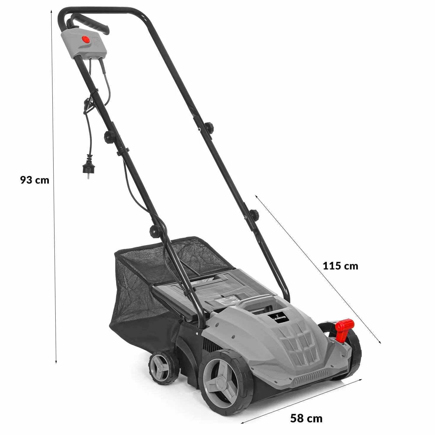 LEHMANN Alyssum - Escarificador de espuma (2 w1, 1500 W, escarificador eléctrico con ancho de trabajo de 32 cm, profundidad de trabajo ajustable en 4 niveles de -12 biz + 4 mm