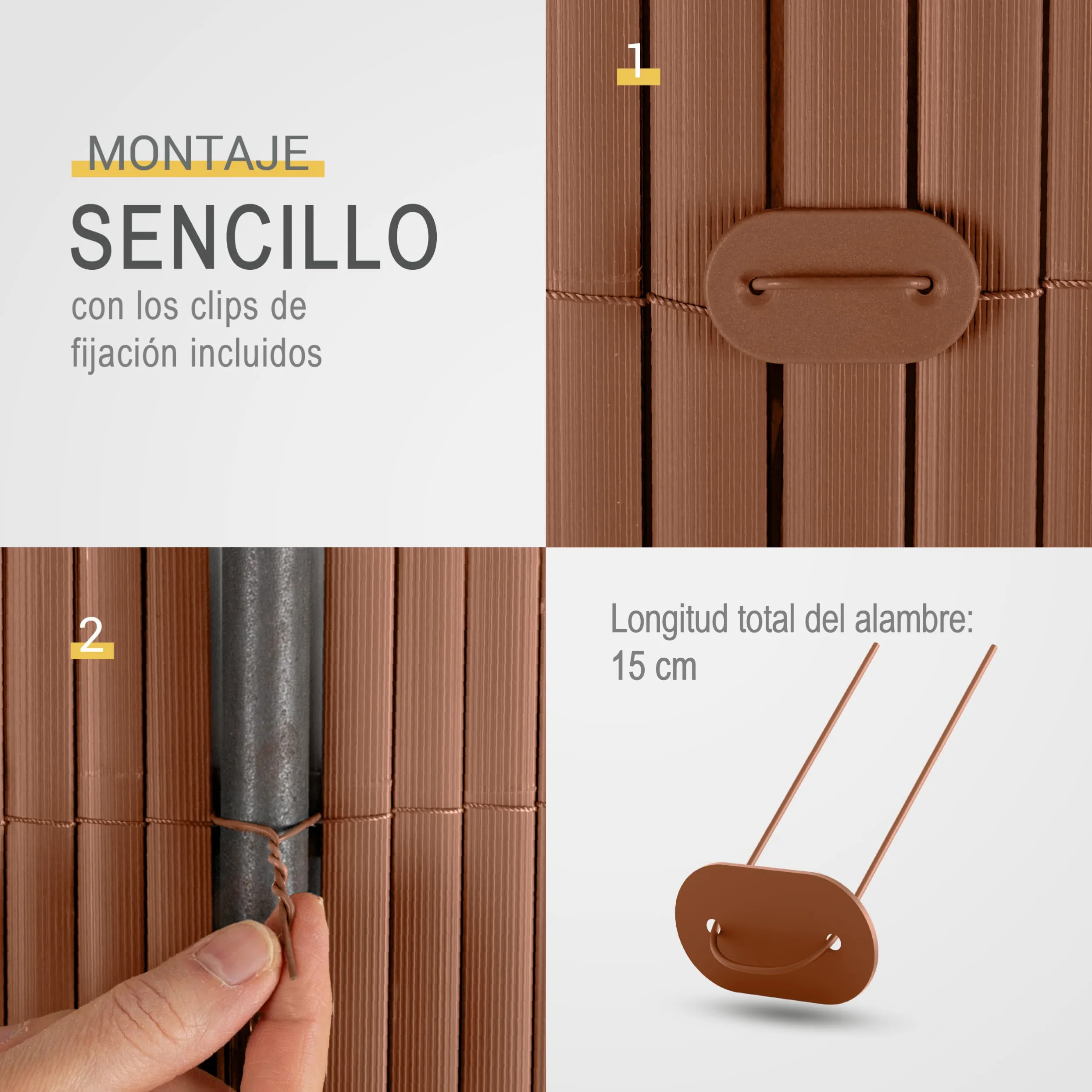 Sol Royal PVC Cañizo Jardin Ocultacion Exterior 140x300 cm Triple Refuerzo – Valla Privacidad con Clips y Perfil Remate – Pantalla para Balcón Resistente a Intemperie y Rayos UV – Marrón